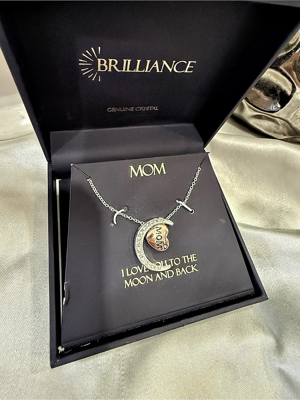 Brilliance Mom I Love You To The Moon And Back Pendant Necklace Silver & Gold